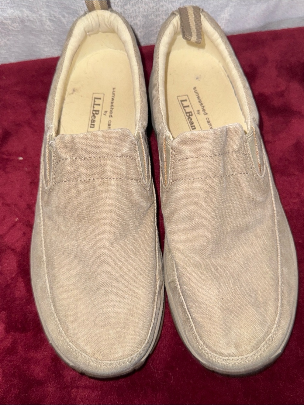 Cream canvas slip on shoes